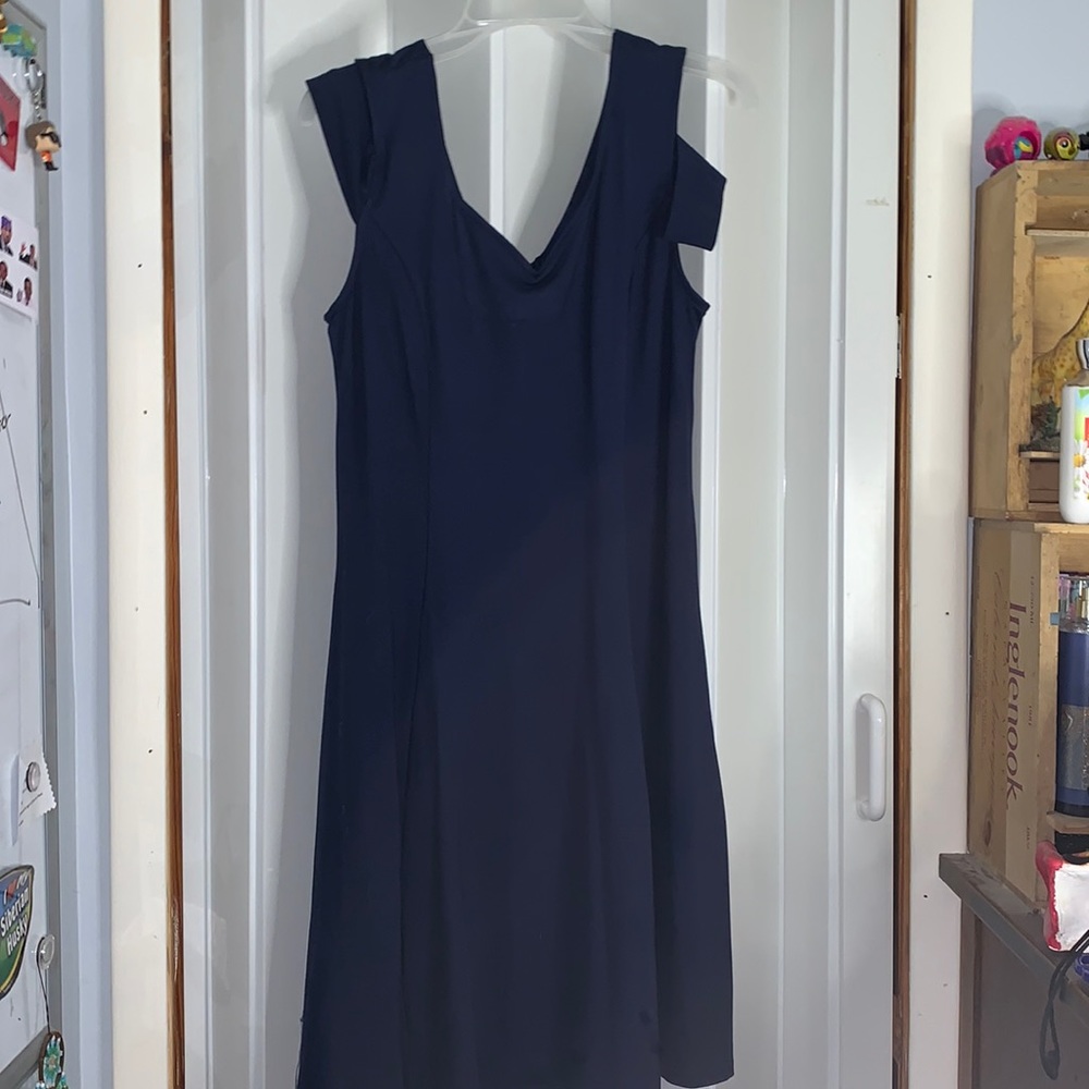 XL Navy Blue Simple Off the Shoulder Dress